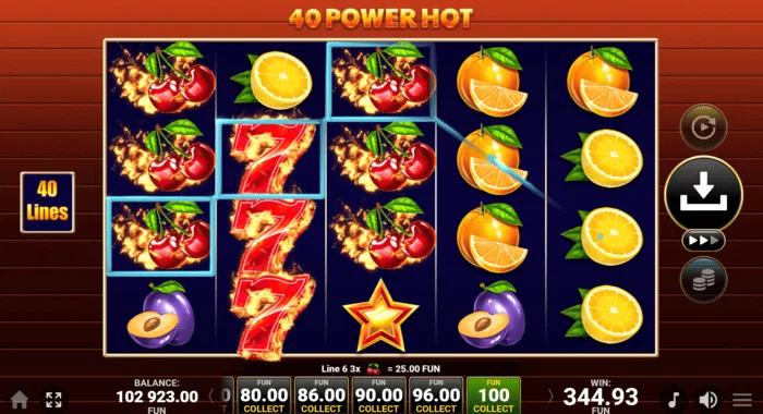 Ganancia de juego base de 40 Power Hot Coin Boost